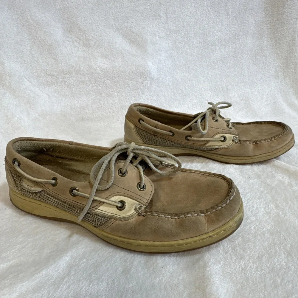 Sperry Top Sider Leather Boat‎ Shoes Mens Size 10M Tan Lace Up Casual Deck Shoes